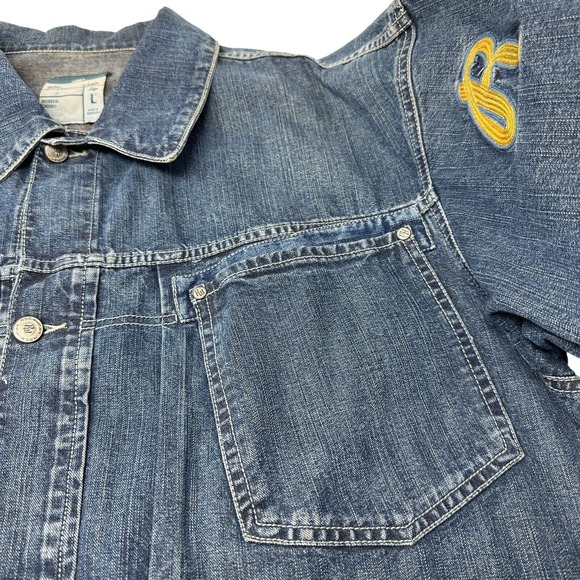 ROCAWEAR Denim Jacket Mens Medium Wash Hip Hop Urban Streetwear 90s Y2K Large - Picture 5 of 16